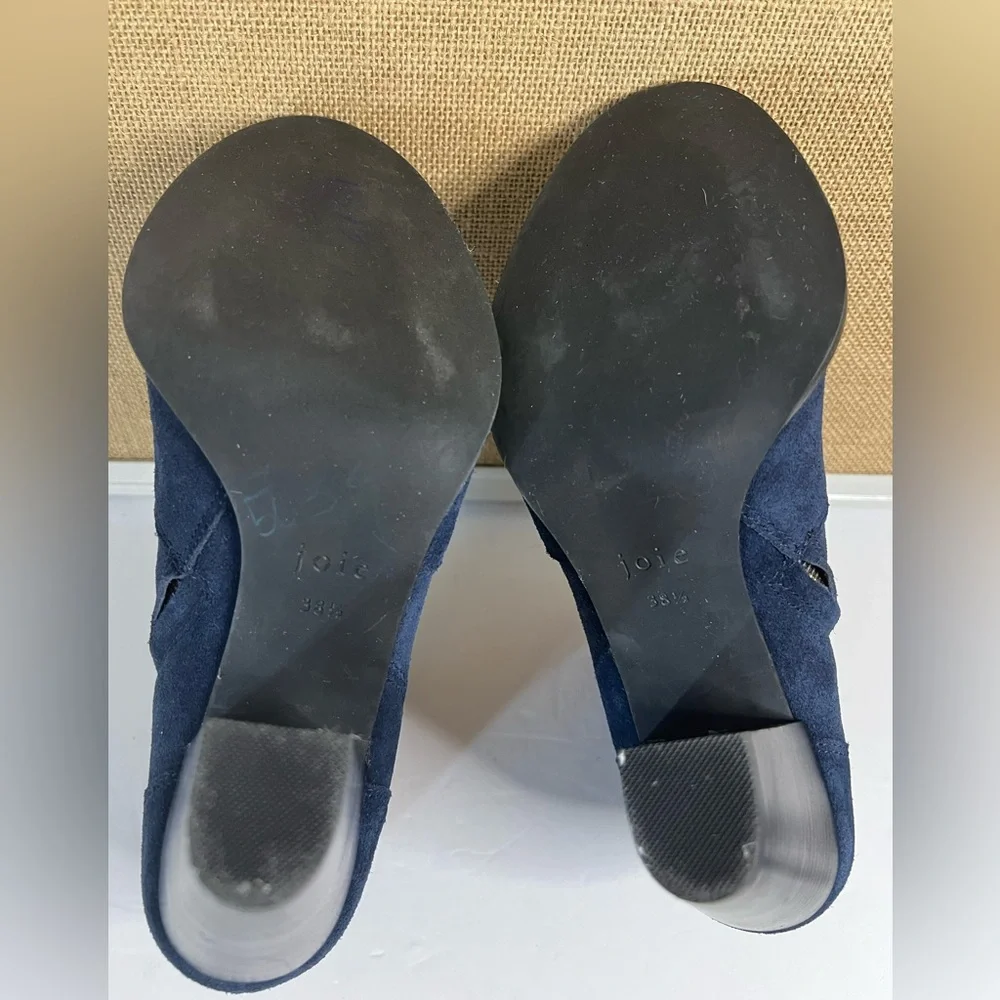 Joie Dalton Bootie Blue Suede Zip Up Ankle Boots Size 38.5 (US 8.5)